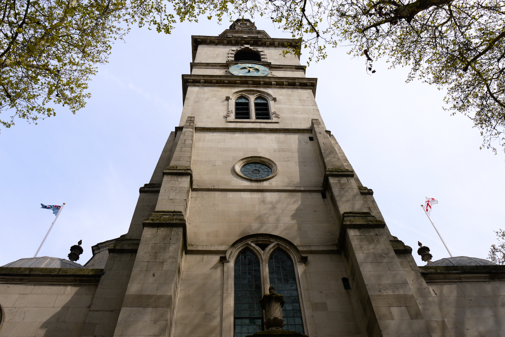 The famous church tower and steeple